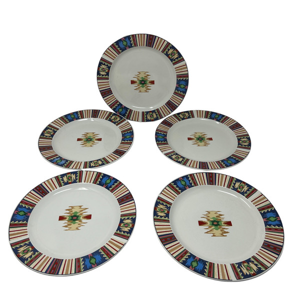 Tienshan Other - Tienshan Dinner Plate TIE22 Stoneware Southwestern 10 1/2" Set of 5 Vintage